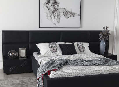 Upholstered bed Black Textile for Bedroom Luxurious Modern Style new